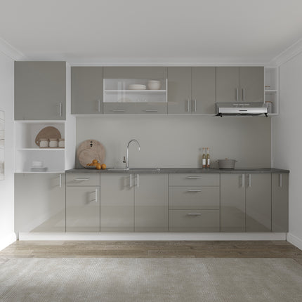 Corp Baza Karo, 1 Sertar, 1 Usa, Gri Lucios/Alb, MDF, 40 x 50 x 80 cm