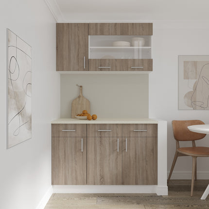 Corp Baza Karo, 2 Sertare, 2 Usi, Stejar Sonoma Inchis/Alb, 80 x 50 x 80 cm