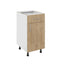 Corp Baza Karo, 1 Sertar, 1 Usa, Lemn Natural/Alb, 40 x 50 x 80 cm