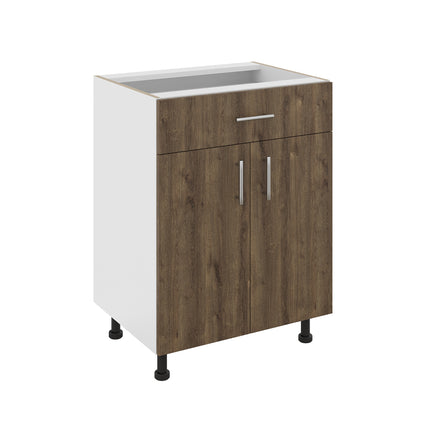 Corp Baza Karo, 1 Sertar, 2 Usi, Stejar Bronz/Alb, 60 x 50 x 80 cm