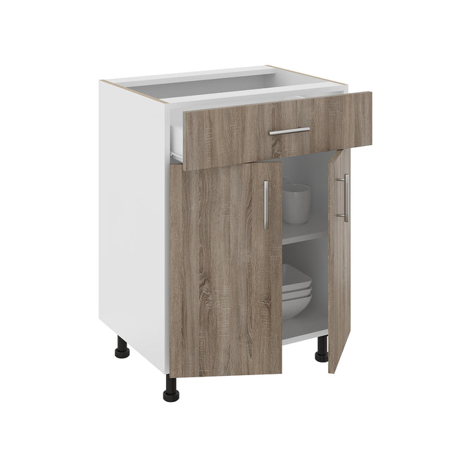 Corp Baza Karo, 1 Sertar, 2 Usi, Stejar Sonoma Inchis/Alb, 60 x 50 x 80 cm