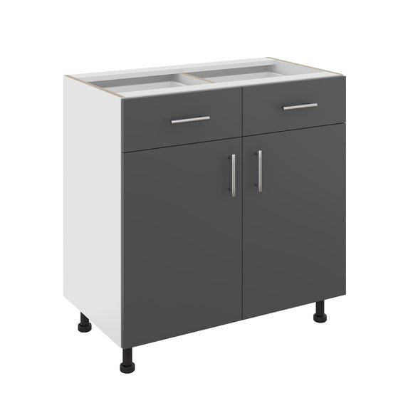 Corp Baza Karo, 2 Sertare, 2 Usi, Antracit/Alb, 80 x 50 x 80 cm