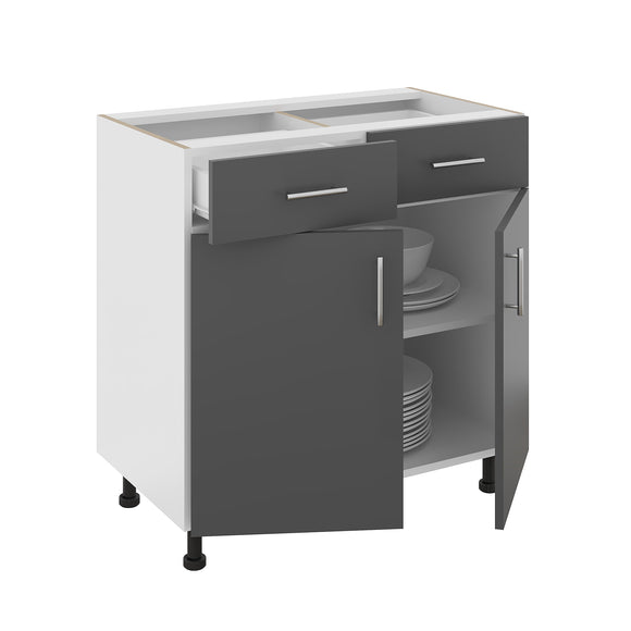 Corp Baza Karo, 2 Sertare, 2 Usi, Antracit/Alb, 80 x 50 x 80 cm