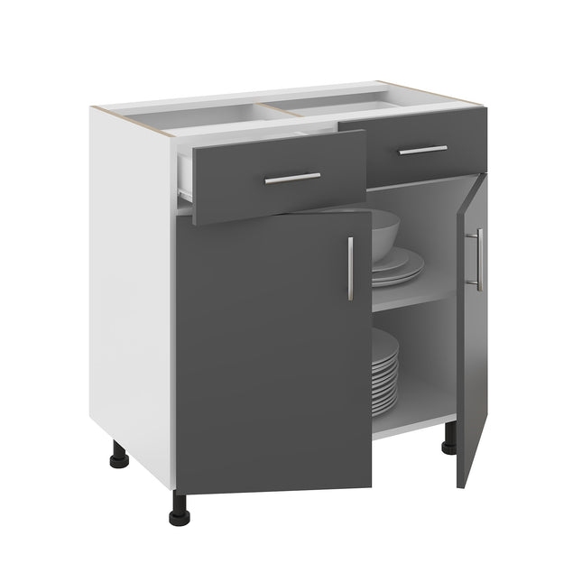 Corp Baza Karo, 2 Sertare, 2 Usi, Antracit/Alb, 80 x 50 x 80 cm