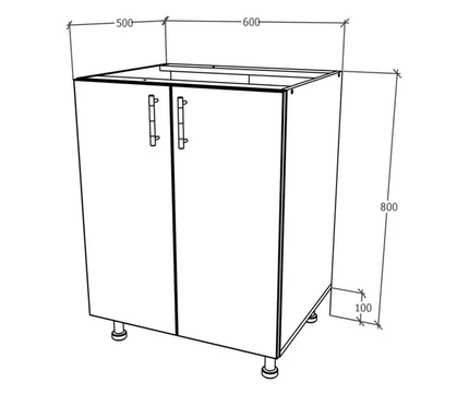Corp Baza Karo, 2 Usi, Lemn Natural/Alb, 60 x 50 x 80 cm