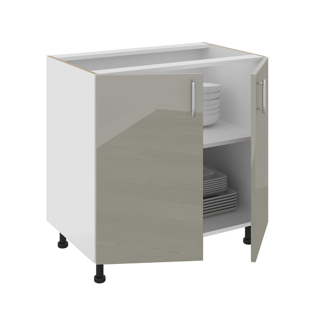 Corp Baza Karo, 2 Usi, Gri Lucios/Alb, MDF, 80 x 50 x 80 cm