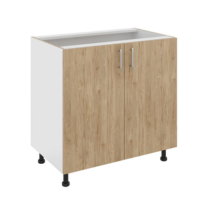 Corp Baza Karo, 2 Usi, Lemn Natural/Alb, 80 x 50 x 80 cm