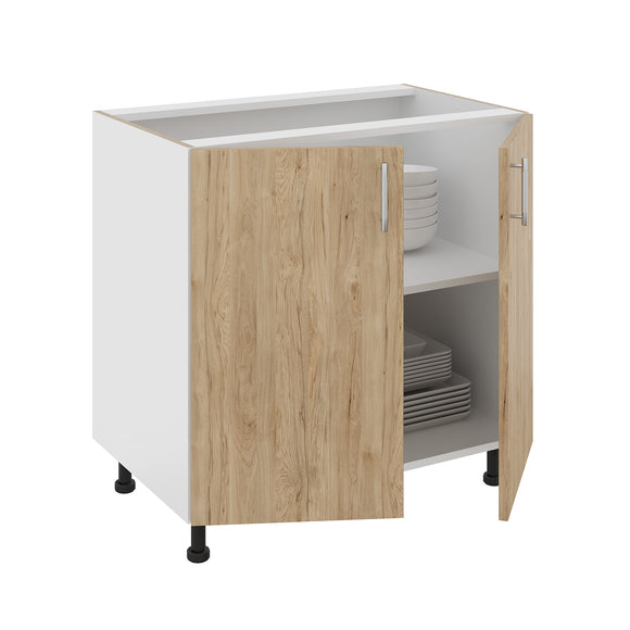 Corp Baza Karo, 2 Usi, Lemn Natural/Alb, 80 x 50 x 80 cm