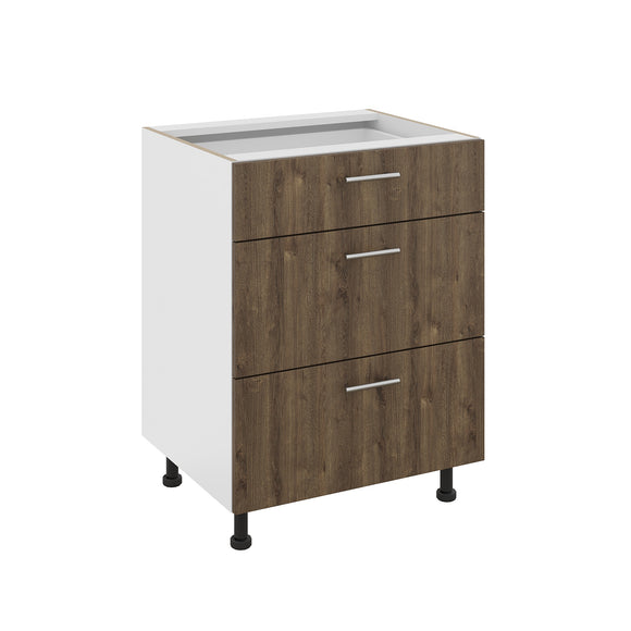 Corp Baza Karo, 3 Sertare, Stejar Bronz/Alb, 60 x 50 x 80 cm