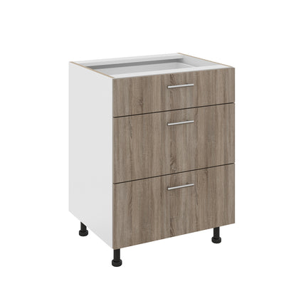 Corp Baza Karo, 3 Sertare, Stejar Sonoma Inchis/Alb, 60 x 50 x 80 cm