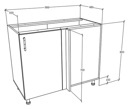 Corp Baza Colt Karo, Alb, 98 x 50 x 80 cm