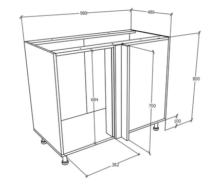 Corp Baza Colt Karo, Alb, 98 x 50 x 80 cm