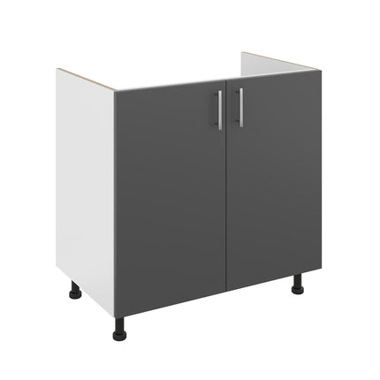 Set Masca Chiuveta Karo, Antracit/Alb, 80 x 50 x 80 cm, Chiuveta Inox, Cuva stanga, Baterie Flexibila