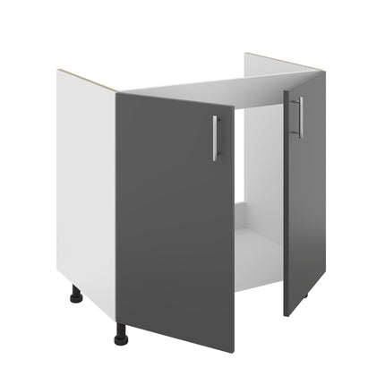 Set Masca Chiuveta Karo, Antracit/Alb, 80 x 50 x 80 cm, Chiuveta Inox, Cuva stanga, Baterie Flexibila