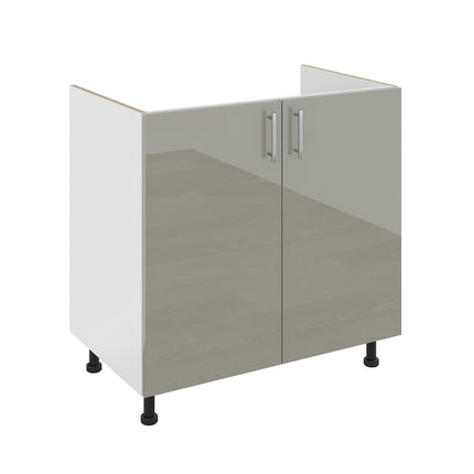 Set Masca Chiuveta Karo, Gri Lucios/Alb, MDF, 80 x 50 x 80 cm, Chiuveta Inox, Cuva dreapta, Baterie Flexibila