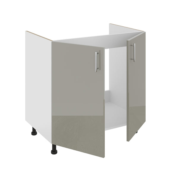 Corp Masca Chiuveta Karo, 2 Usi, Gri Lucios/Alb, MDF, 80 x 50 x 80 cm