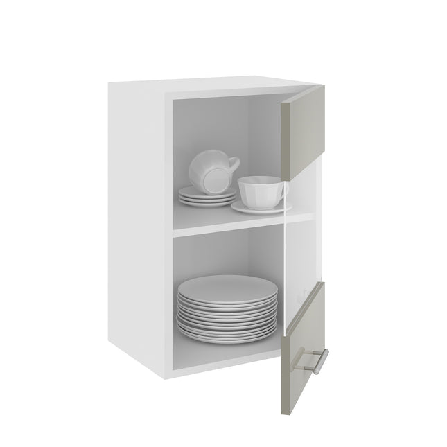 Corp Superior Karo, O Usa, cu sticla, Gri Lucios/Alb, MDF, 40 x 30 x 60 cm