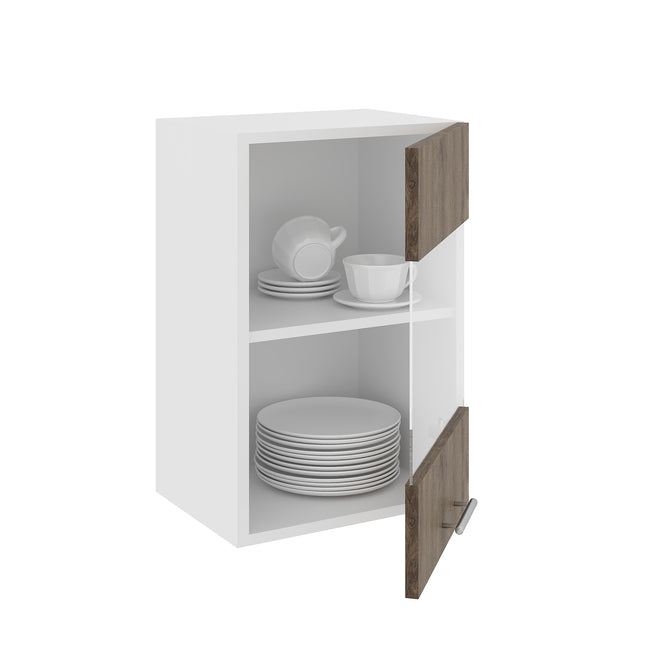 Corp Superior Karo, O Usa, cu sticla, Stejar Bronz/Alb, 40 x 30 x 60 cm