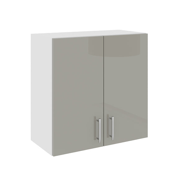 Corp Superior Karo, 2 Usi, Gri Lucios/Alb, MDF, 60 x 30 x 60 cm