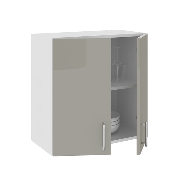 Corp Superior Karo, 2 Usi, Gri Lucios/Alb, MDF, 60 x 30 x 60 cm