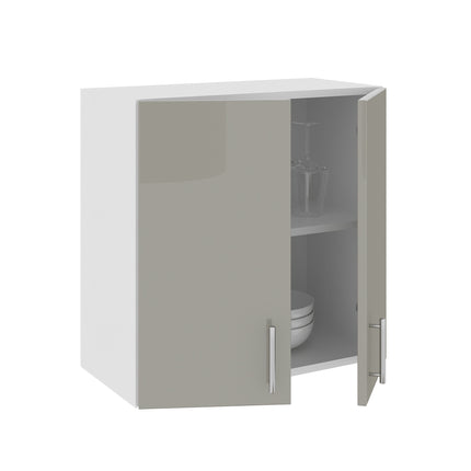 Corp Superior Karo, 2 Usi, Gri Lucios/Alb, MDF, 60 x 30 x 60 cm