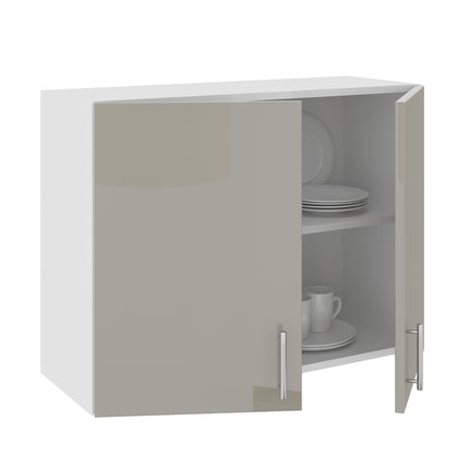 Corp Superior Karo, 2 Usi, Gri Lucios/Alb, MDF, 80 x 30 x 60 cm