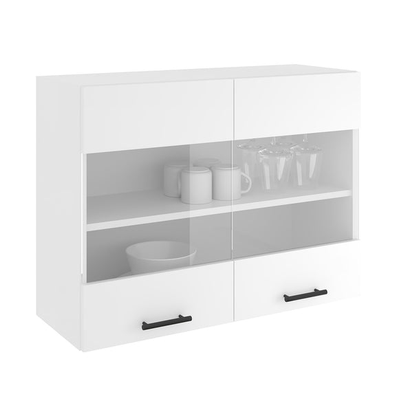 Corp Superior Karo, 2 Usi, cu sticla, Alb, 80 x 30 x 60 cm