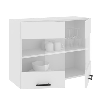 Corp Superior Karo, 2 Usi, cu sticla, Alb, 80 x 30 x 60 cm