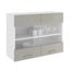 Corp Superior Karo, 2 Usi, cu sticla, Gri Lucios/Alb, MDF, 80 x 30 x 60 cm