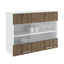 Corp Superior Karo, 2 Usi, cu sticla, Stejar Bronz/Alb, 80 x 30 x 60 cm