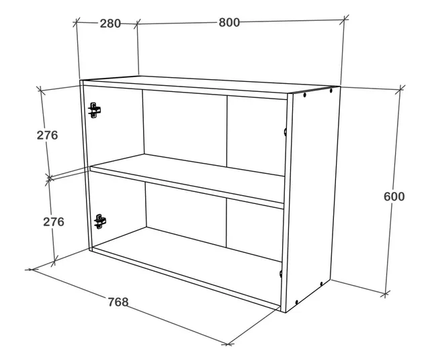 Corp Superior Karo, 2 Usi, cu sticla, Alb, 80 x 30 x 60 cm
