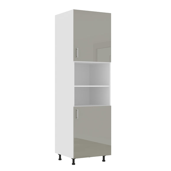 Corp Turn Karo, 2 Usi, cu spatiu cuptor, Gri Lucios/Alb, MDF, 60 x 57 x 210 cm