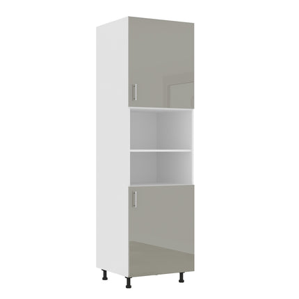 Corp Turn Karo, 2 Usi, cu spatiu cuptor, Gri Lucios/Alb, MDF, 60 x 57 x 210 cm