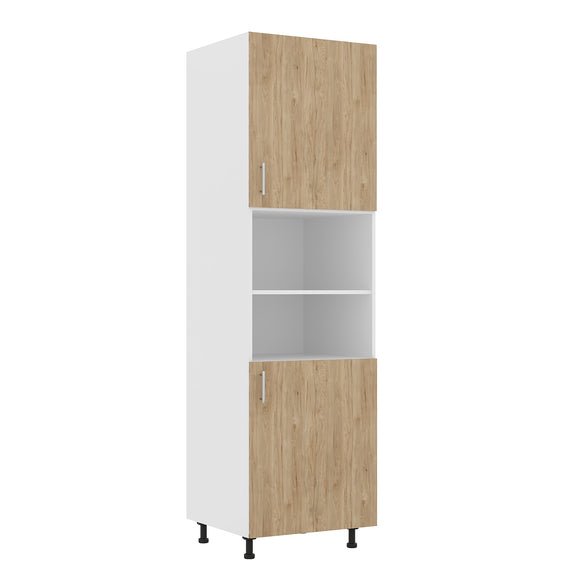 Corp Turn Karo, 2 Usi, cu spatiu cuptor, Lemn Natural/Alb, 60 x 57 x 210 cm
