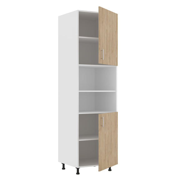 Corp Turn Karo, 2 Usi, cu spatiu cuptor, Lemn Natural/Alb, 60 x 57 x 210 cm