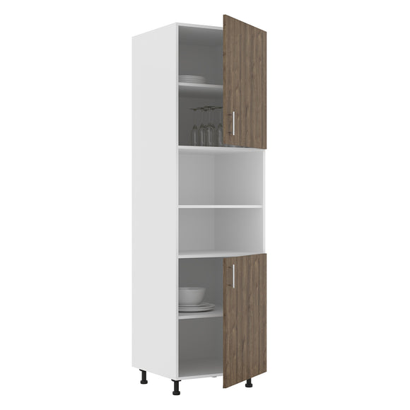 Corp Turn Karo, 2 Usi, cu spatiu cuptor, Stejar Bronz/Alb, 60 x 57 x 210 cm