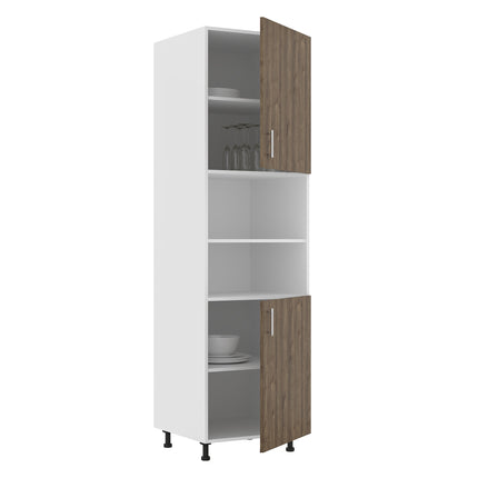 Corp Turn Karo, 2 Usi, cu spatiu cuptor, Stejar Bronz/Alb, 60 x 57 x 210 cm