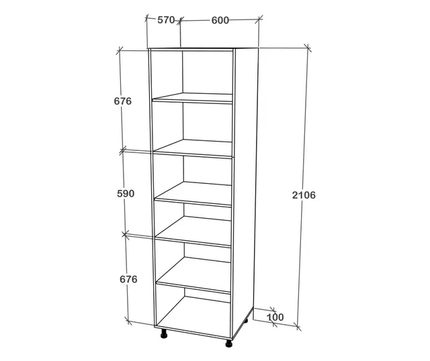 Corp Turn Karo, 2 Usi, cu spatiu cuptor, Antracit/Alb, 60 x 57 x 210 cm