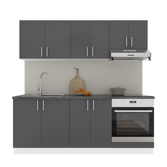 Set Bucatarie Karo V10, Antracit/Alb, Blat Thermo 28 mm, L 200 cm