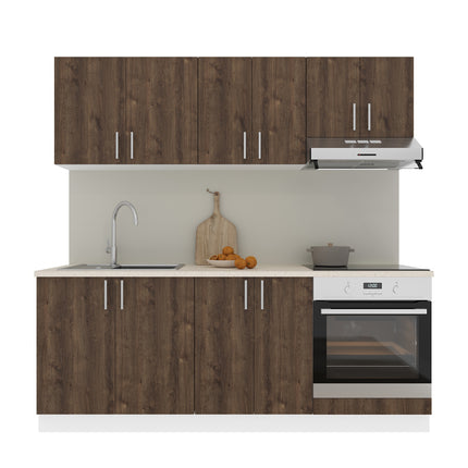 Set Bucatarie Karo V10, Stejar Bronz/Alb, Blat Thermo 28 mm, L 200 cm