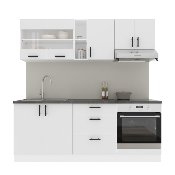 Set Bucatarie Karo V12, Alb, Blat Thermo 28 mm, L 200 cm