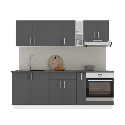 Set Bucatarie Karo V14, Antracit/Alb, Blat Thermo 28 mm, L 220 cm