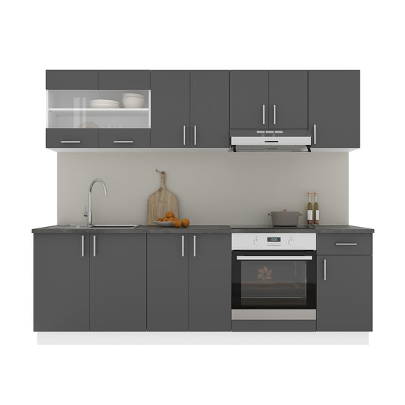 Set Bucatarie Karo V15, Antracit/Alb, Blat Thermo 28 mm, L 240 cm