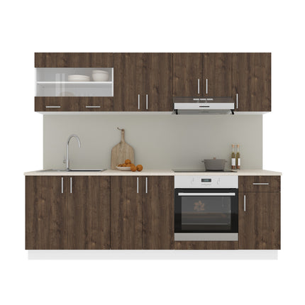 Set Bucatarie Karo V15, Stejar Bronz/Alb, Blat Thermo 28 mm, L 240 cm