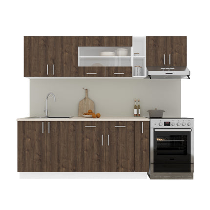 Set Bucatarie Karo V16, Stejar Bronz/Alb, Blat Thermo 28 mm, L 240 cm