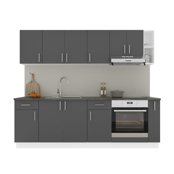 Set Bucatarie Karo V17, Antracit/Alb, Blat Thermo 28 mm, L 240 cm