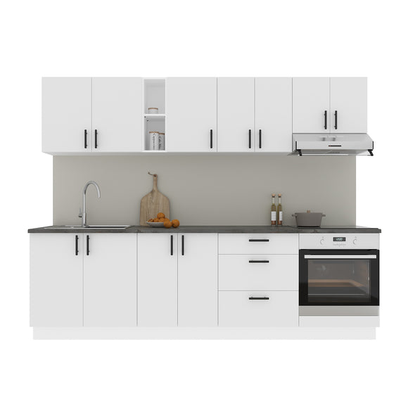 Set Bucatarie Karo V18, Alb, Blat Thermo 28 mm, L 260 cm