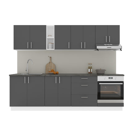 Set Bucatarie Karo V18, Antracit/Alb, Blat Thermo 28 mm, L 260 cm