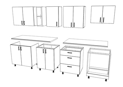 Set Bucatarie Karo V18, Alb, Blat Thermo 28 mm, L 260 cm