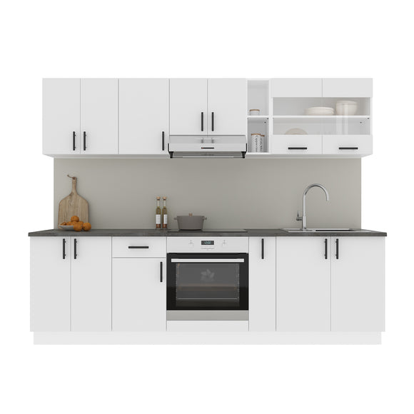 Set Bucatarie Karo V19, Alb, Blat Thermo 28 mm, L 260 cm